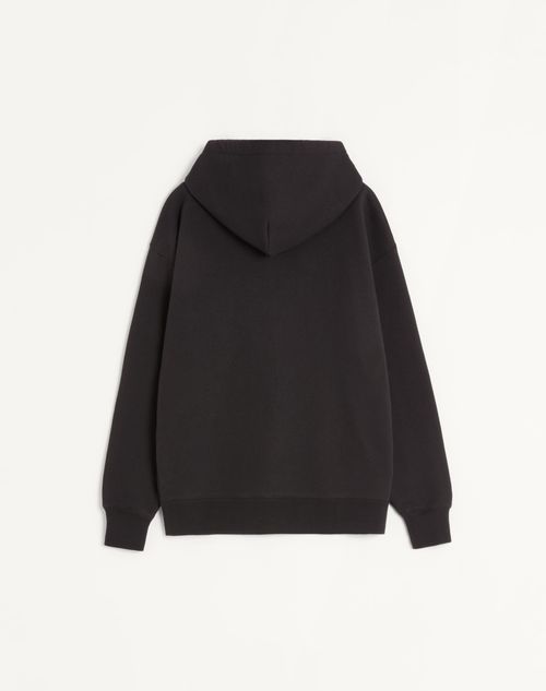 Valentino - Cotton Hooded Sweatshirt With Vg Patch - Black - Man - T-shirts And Sweatshirts